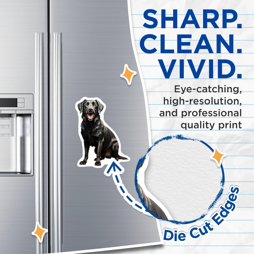 (2 Pack) Black Labrador Retriever Magnets - Happy Black Lab Art - Dog Mom Decor - Pet Owner Fridge Accessory - 5 Inches On Longest Side - Thick Durable Magnet - Made in USA - MAG30224