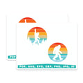 (2 Pack) Bigfoot Magnets - Sasquatch Sunset Vista - Retro Cryptid Forest Wanderer - Mysterious Mountain Creature Decals - 5 Inches On Longest Side - Thick Durable Magnet - Made in USA - MAG20610