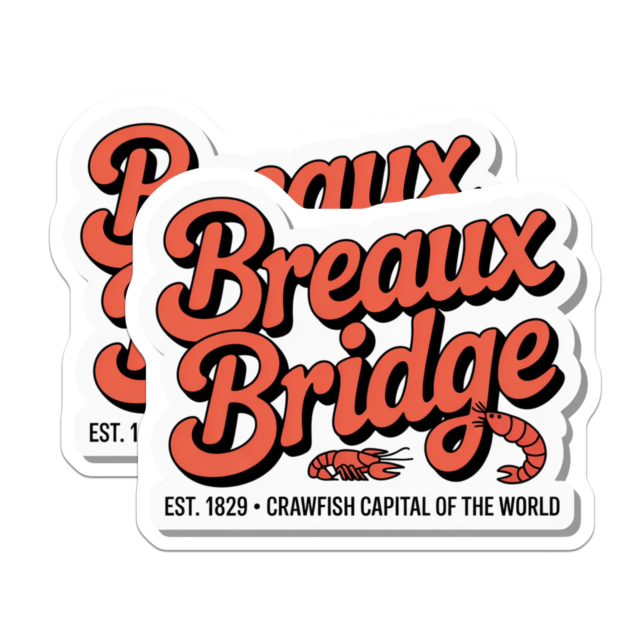 (2 Pack) Breaux Bridge Magnets - Crawfish Capital - Louisiana Souvenir Decor - 5 Inches On Longest Side - Thick Durable Magnet - Made in USA - MAG19359