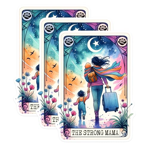 (3 Pack) Strong Mama Decals - Mom and Child Stickers - Mothers Day Decals - 3 Inches On Longest Side - Easy Peel & Apply - Made in USA - 3MCS0290