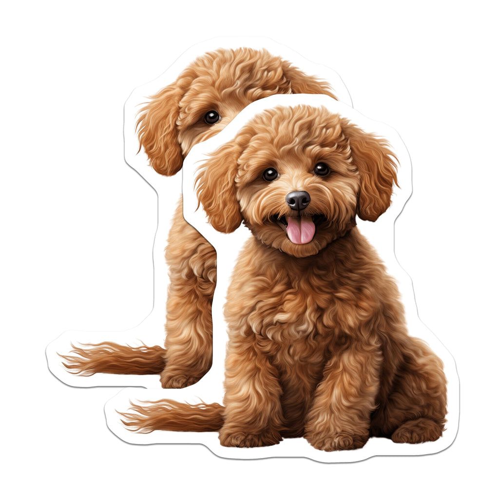 (2 Pack) Cute Goldendoodle Magnets - Labradoodle Dog Decor - Poodle Puppy Fridge Magnets - 5 Inches On Longest Side - Thick Durable Magnet - Made in USA - MAG25180