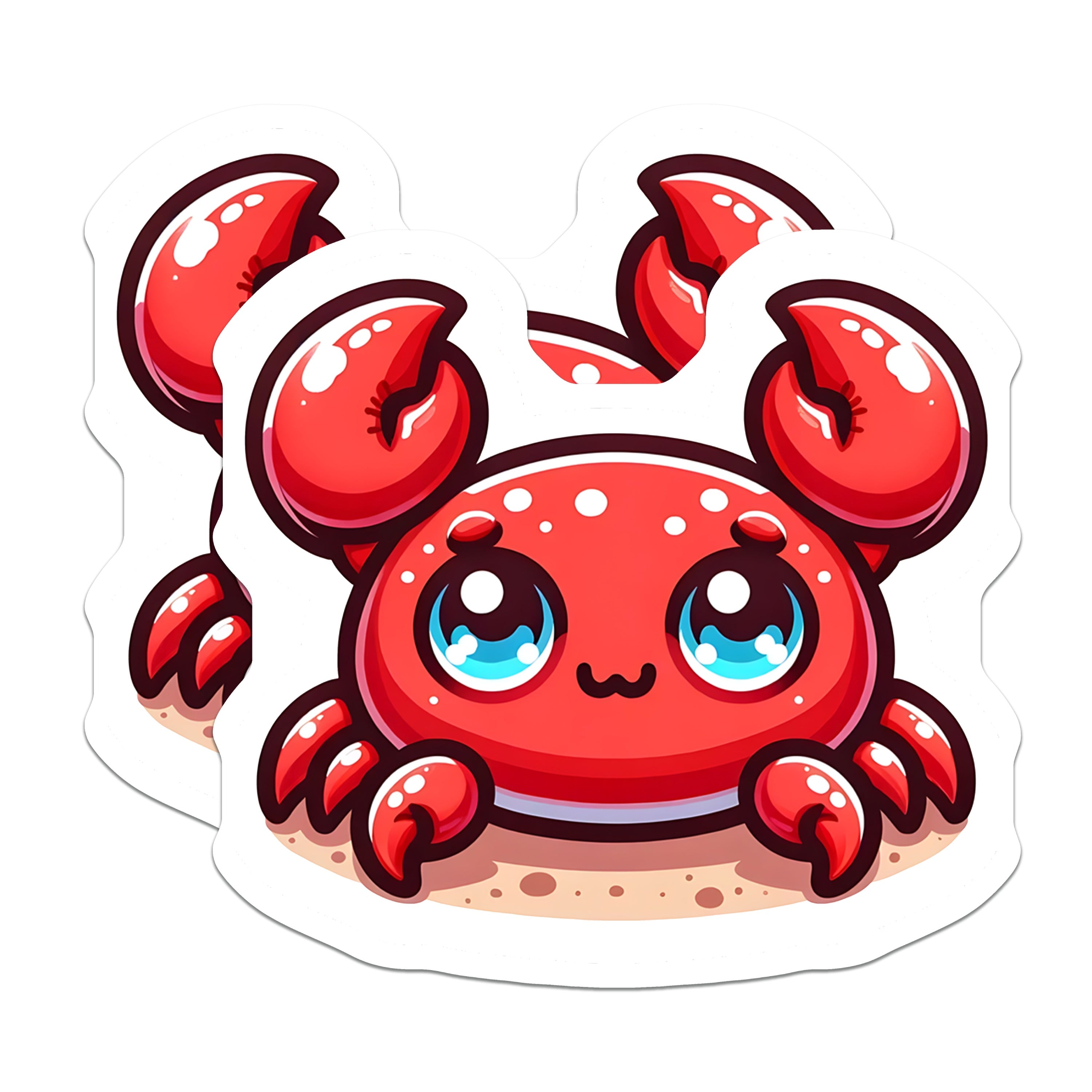 (2 Pack) Cute Crab Magnets - Kawaii Ocean Decor - Beach House Refrigerator Magnet - 5 Inches On Longest Side - Thick Durable Magnet - Made in USA - MAG38902