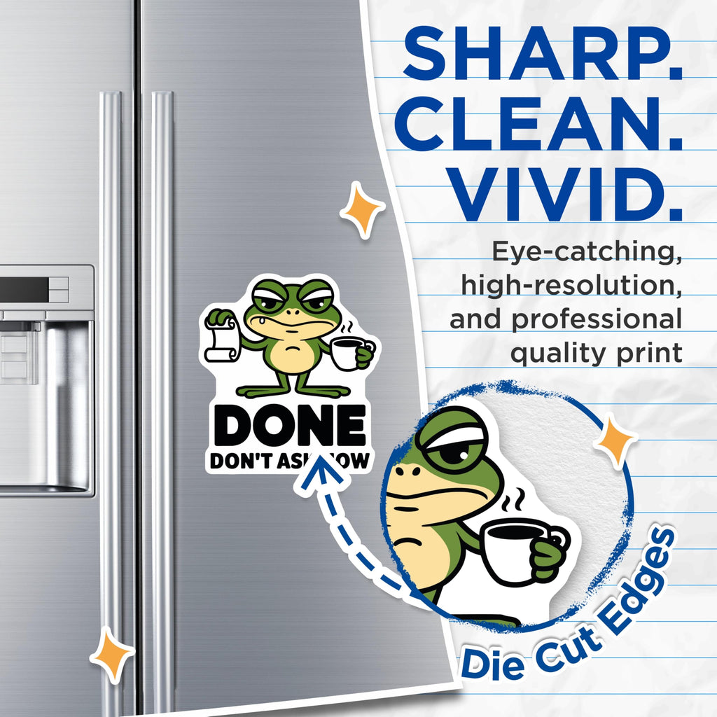 (2 Pack) Done Frog Magnets - Funny Office Decor - Sarcastic Refrigerator Magnets - 5" On Longest Side - Premium Magnet - for Cars, Refrigerators, Toolboxes, Lockers - Made in USA - MAG16577