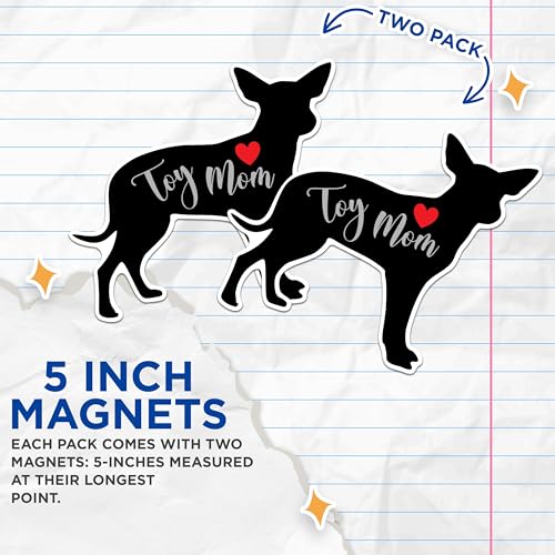 (2 Packs) Toy Mom Dog Breed Magnets - Toy Mom Dog Breed Magnets - 5 Inches On Longest Side - Premium Magnet - for Fridges, Toolboxes, Cars - Made in USA - MAG2541