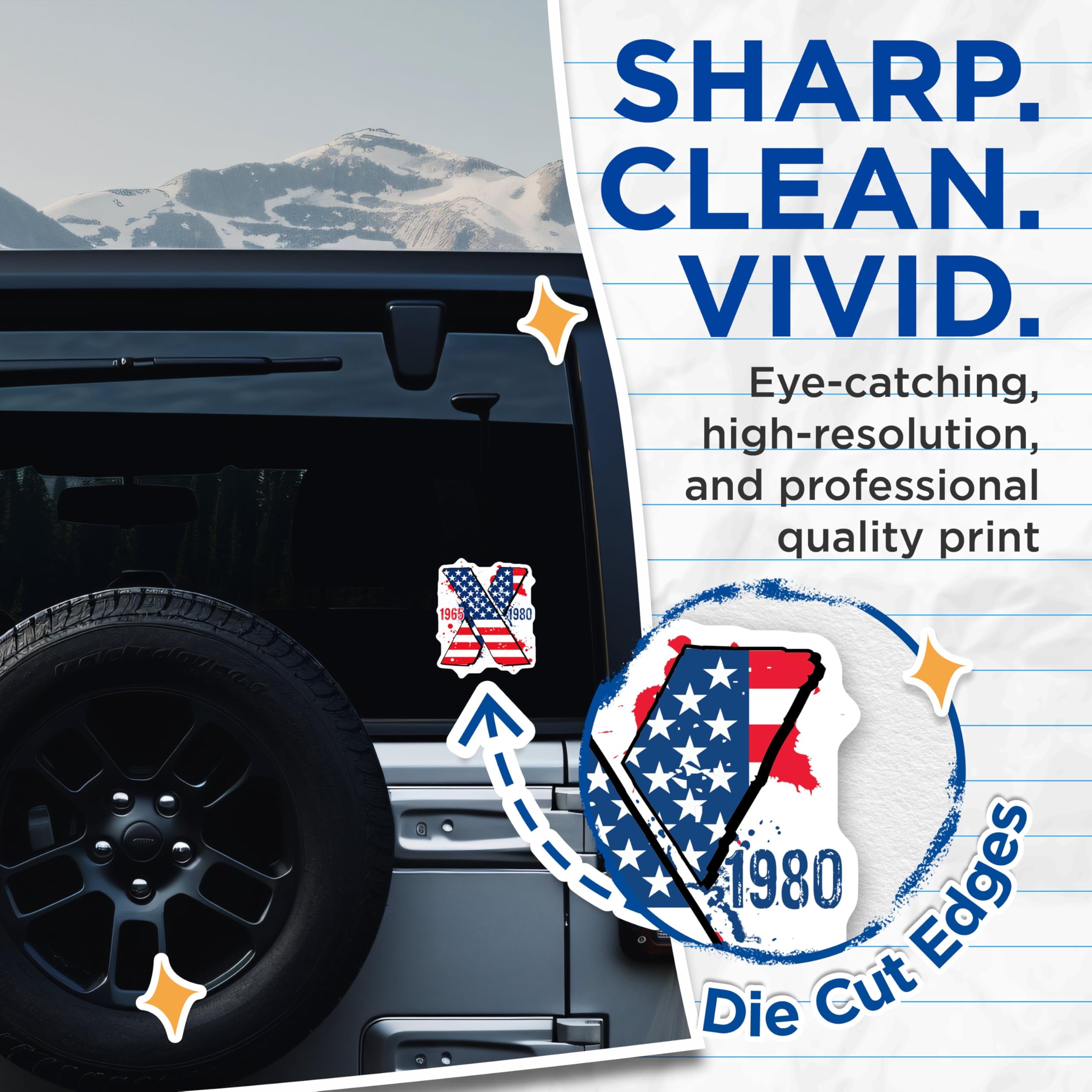 (2 Pack) Gen X Stickers - Retro Generation X Design - 80s and 90s Nostalgia Stickers - Vintage Patriotic Stickers - 5" On Longest Side - Sticks to Smooth Flat Surfaces - Made in USA - BMCS4761