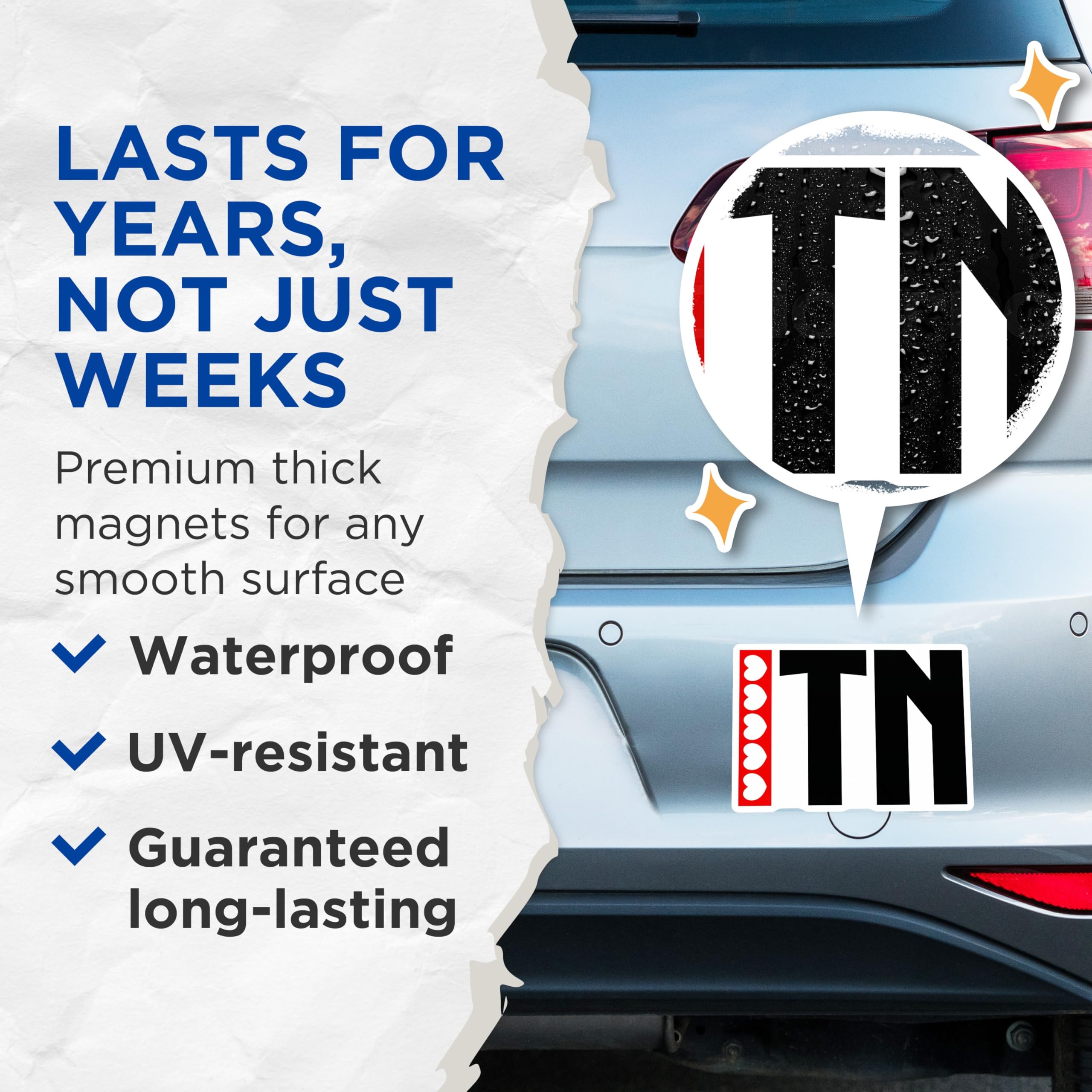 (2 Pack) I Love TN Magnets - Tennessee Pride Decor - TN State Fridge Magnets - 5" On Longest Side - Premium Magnet - for Cars, Refrigerators, Toolboxes, Lockers - Made in USA - MAG18535