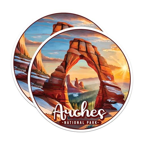 (2 Pack) Arches National Park Bumper Magnet - US National Park - Choose from 63 Parks - 5" On Longest Side - Decal for Car Bumper, Laptop, Water Bottle, Wall, and Window - MAG1572