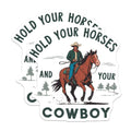 (2 Pack) Cowboy Magnets - Hold Your Horses Saying - Western Ranch Decor - 5 Inches On Longest Side - Thick Durable Magnet - Made in USA - MAG22444