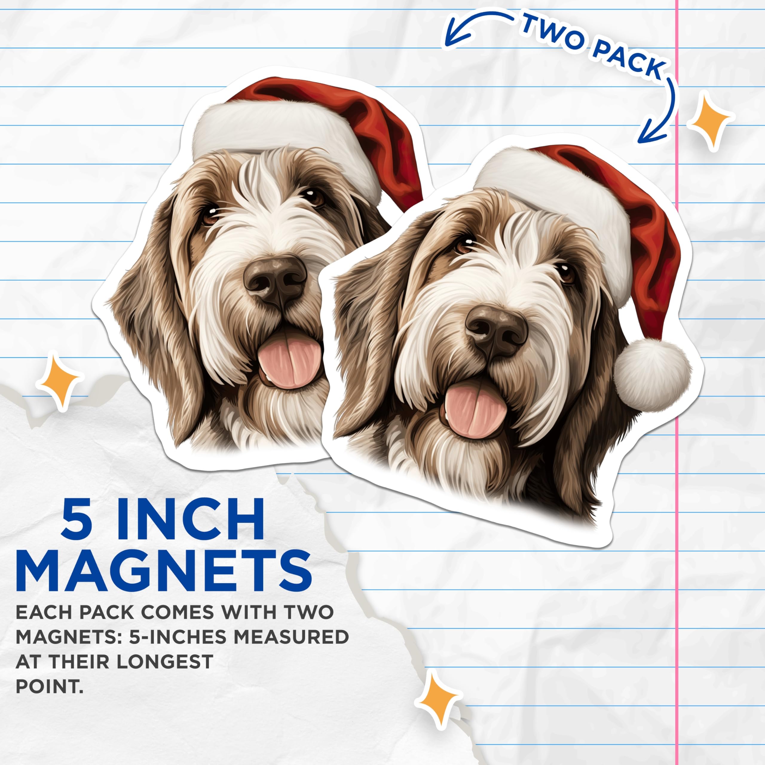 (2 Pack) Christmas Dog Magnets - Santa Hat Pet - Holiday Refrigerator Decor for Dog Lovers - 5 Inches On Longest Side - Thick Durable Magnet - Made in USA - MAG25650