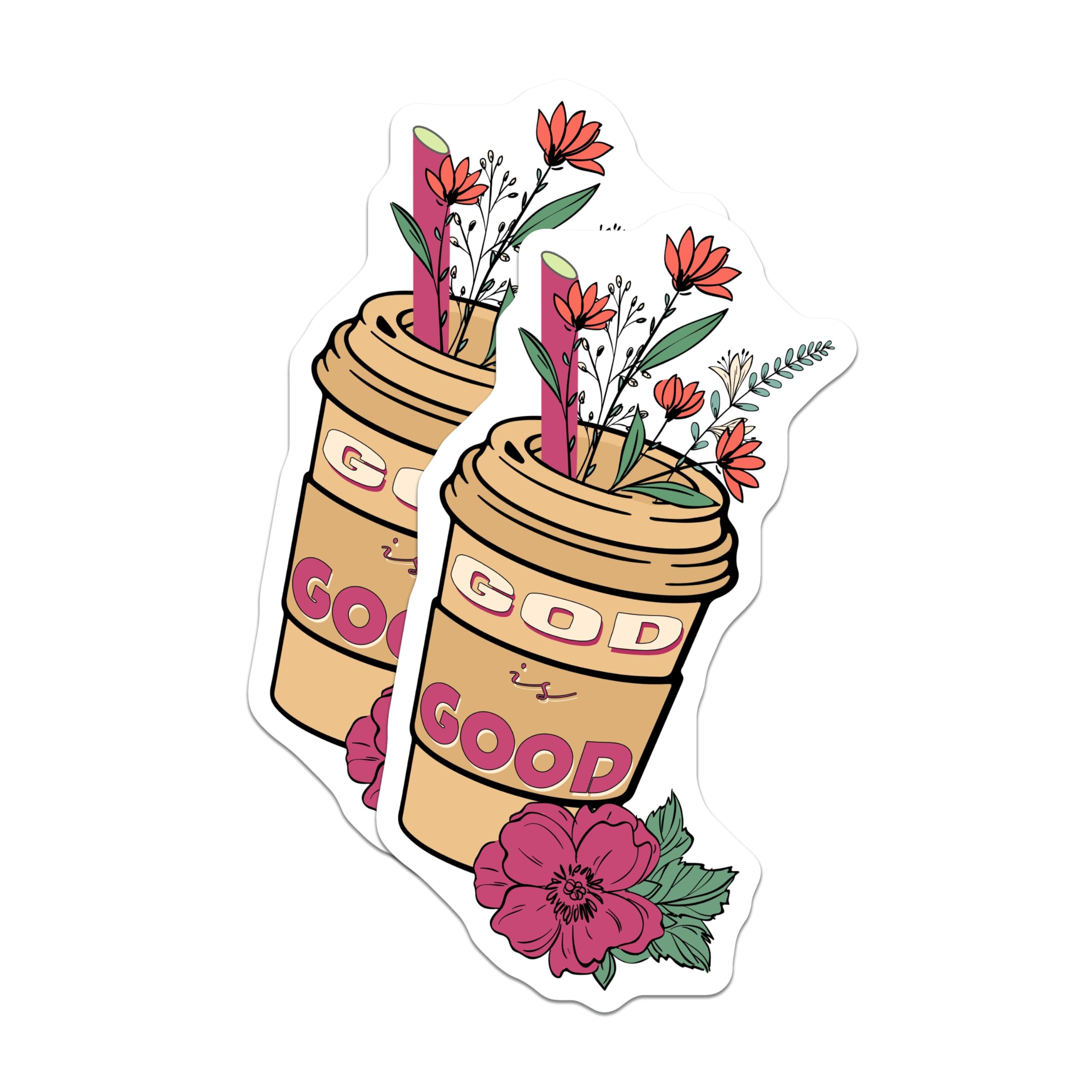 (2 Pack) God is Good Magnets - Floral Coffee Decor - Inspirational Faith Fridge Accents - 5" On Longest Side - Premium Magnet - for Cars, Refrigerators, Toolboxes, Lockers - Made in USA - MAG15297