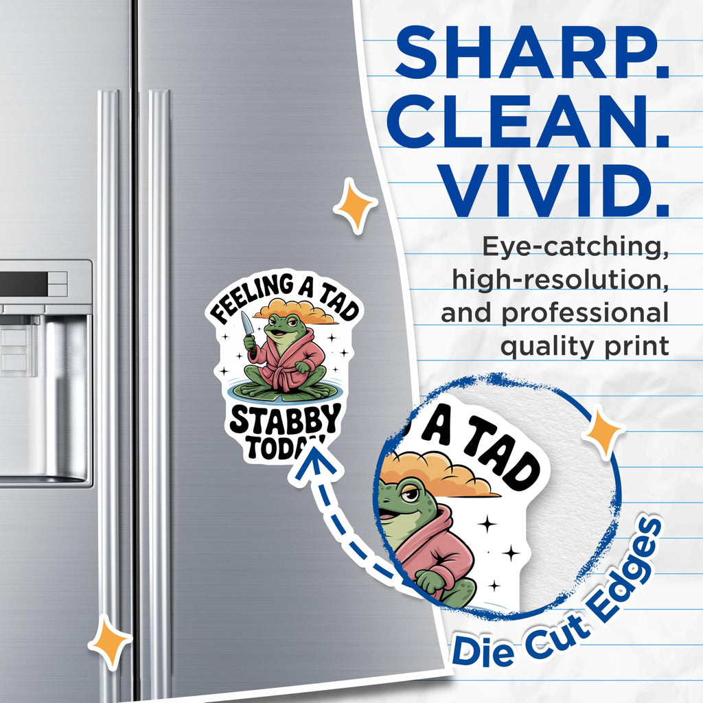 (2 Pack) Feeling A Tad Stabby Magnets - Funny Frog Decor - Sarcastic Statement Magnet - 5" On Longest Side - Premium Magnet - for Cars, Refrigerators, Toolboxes, Lockers - Made in USA - MAG16743