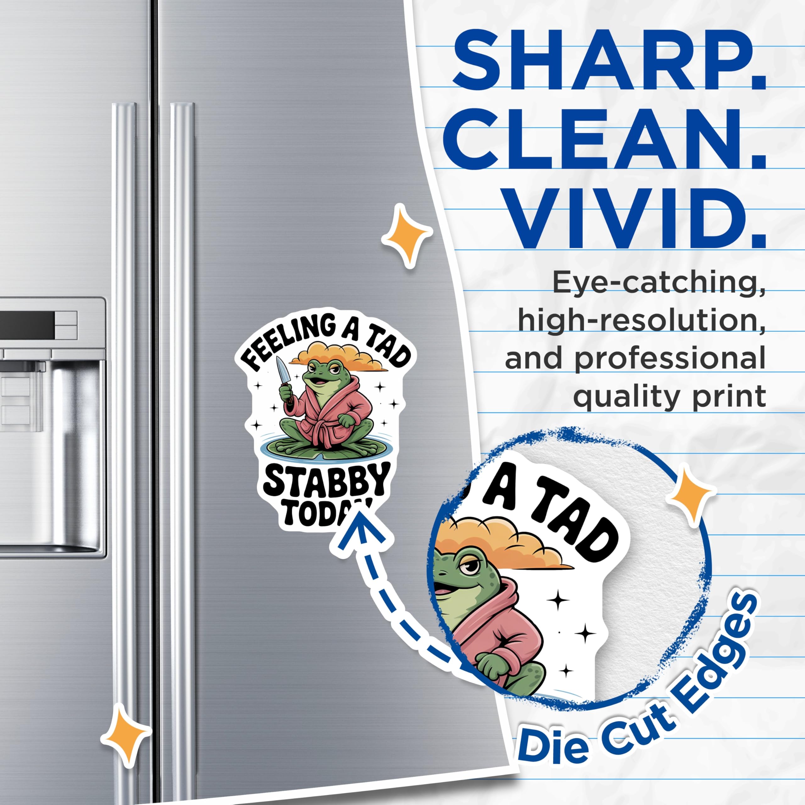 (2 Pack) Feeling A Tad Stabby Magnets - Funny Frog Decor - Sarcastic Statement Magnet - 5" On Longest Side - Premium Magnet - for Cars, Refrigerators, Toolboxes, Lockers - Made in USA - MAG16743
