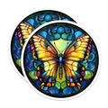 (2 Pack) Stained Glass Butterfly Magnets - Vibrant Nature Art Decor - Whimsical Fridge Locker Home Accent - 5 Inches On Longest Side - Thick Durable Magnet - Made in USA - MAG28271