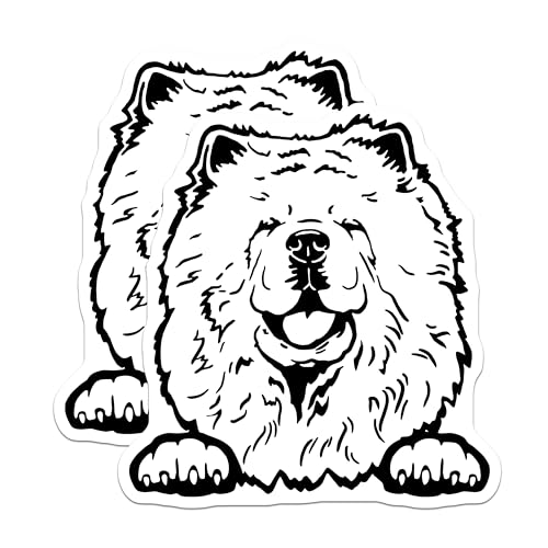 (2 Pack) Fluffy Dog Face Stickers - Cute Puppy Decal - Cartoon Animal Stickers for Kids and Adults - 5" On Longest Side - Sticks to Smooth Flat Surfaces - Made in USA - BMCS4036