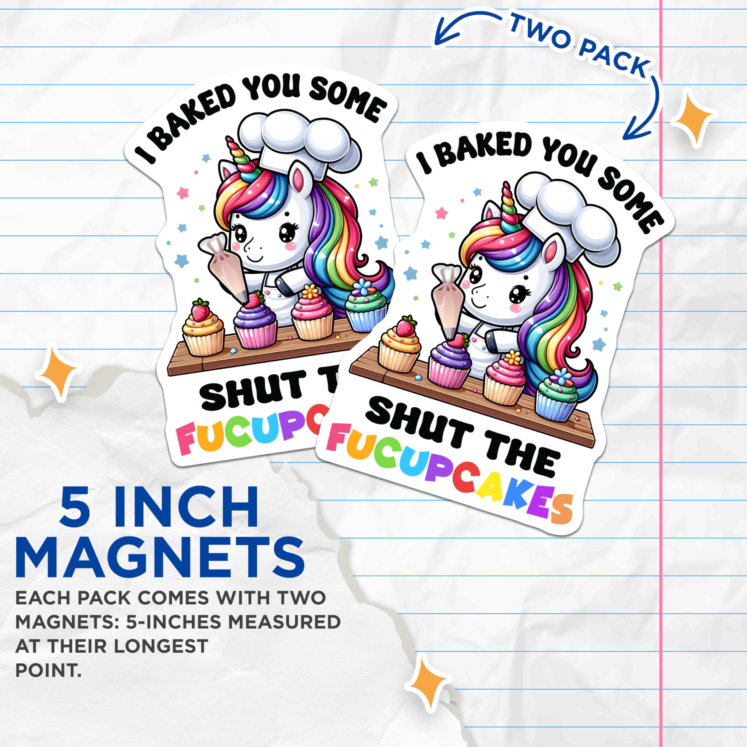 (2 Pack) Unicorn Magnet - Colorful Kitchen - Cute Unicorn Decor - Bakery Art Magnet - Vibrant Decor - 5" On Longest Side - for Cars, Fridges, Toolboxes - Made in USA - MAG5647