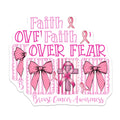 (2 Pack) Breast Cancer Awareness Magnets - Pink Ribbon Cross - Faith Over Fear Decor - 5" On Longest Side - Premium Magnet - for Cars, Refrigerators, Toolboxes, Lockers - Made in USA - MAG16308
