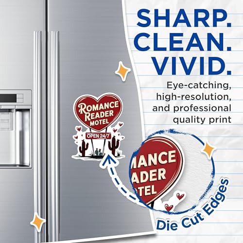 (2 Pack) Romance Reader Motel Magnets - Heart Shaped Motel Sign Magnets - Personalized Book Lover Magnets- 5" On Longest Side - for Fridges, Toolboxes, Cars - Made in USA - MAG3032