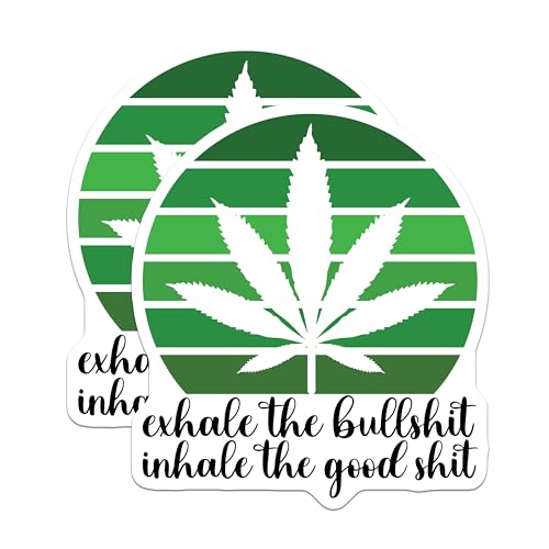 (2 Pack) Exhale The Bullshit Magnets Magnets - Inhale The Good Shit - Motivational Cannabis Decor - 5" On Longest Side - Made in USA - Sticks to Refrigerators & Metal Surfaces - MAG8913