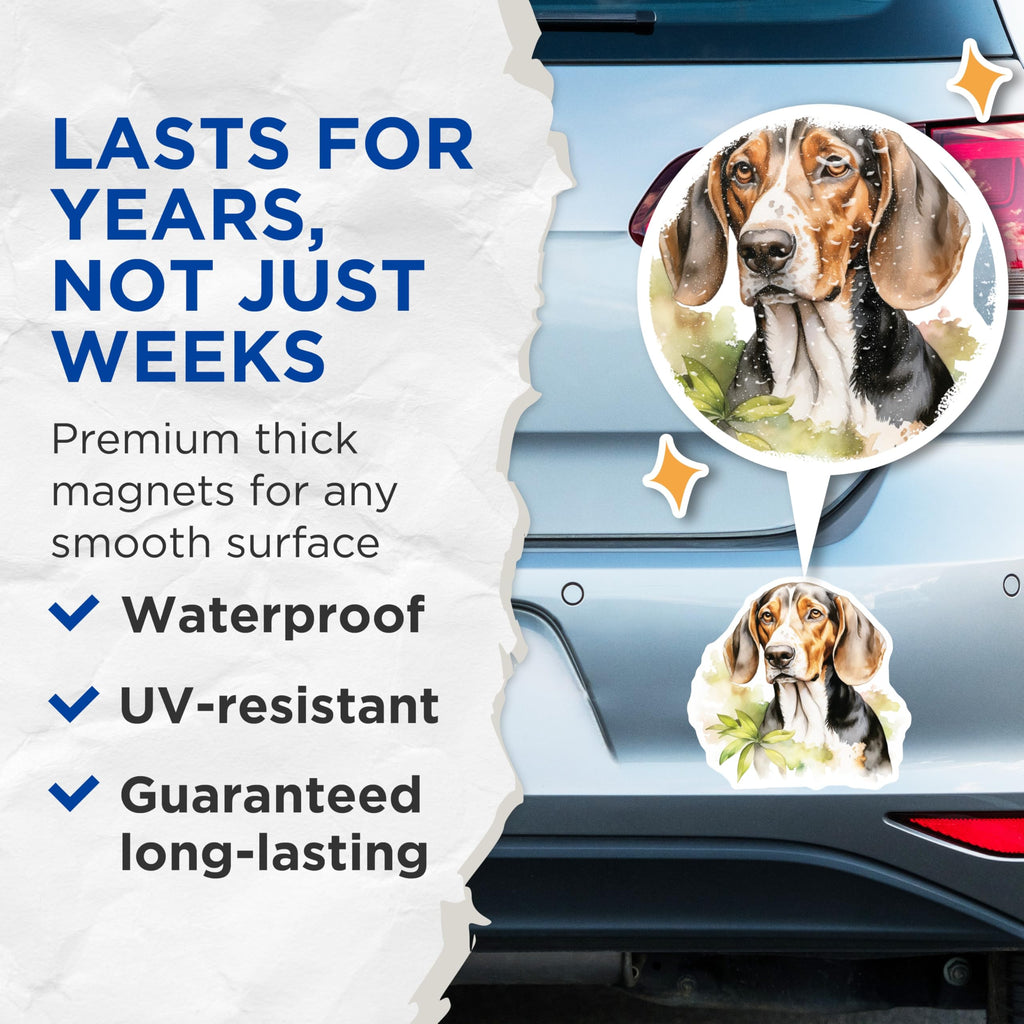 (2 Pack) Basset Hound Magnets - Watercolor Pet Illustration - Canine Lover Decor - 5 Inches On Longest Side - Thick Durable Magnet - Made in USA - MAG25413