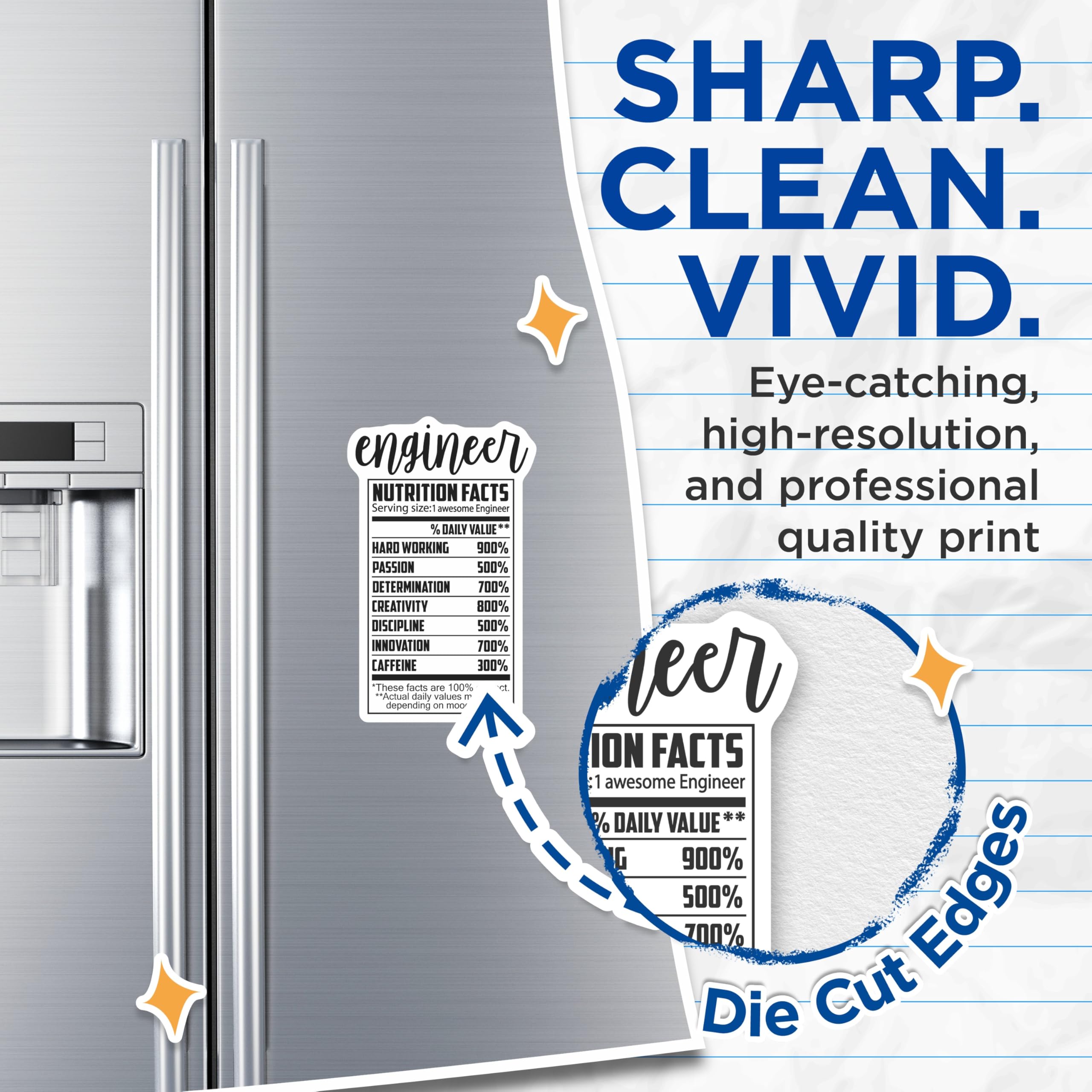 (2 Pack) Engineer Magnets - Nutrition Facts - Awesome Engineer Refrigerator Magnets - 5" On Longest Side - Premium Magnet - for Cars, Refrigerators, Toolboxes, Lockers - Made in USA - MAG16107