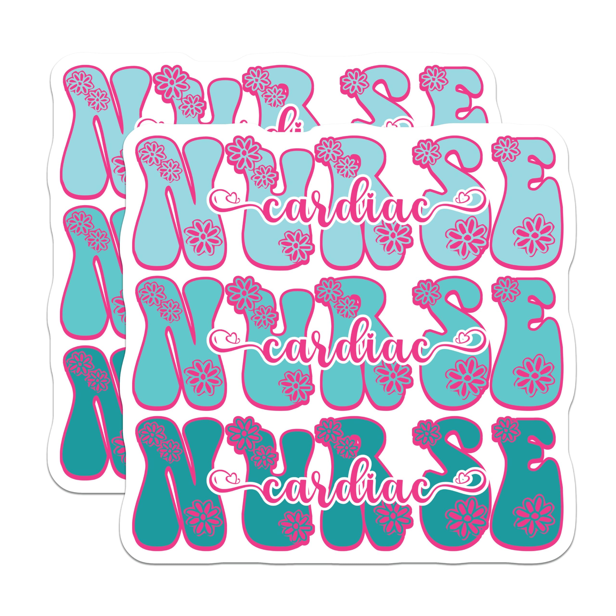 (2 Pack) Cardiac Nurse Stickers - Medical Staff Decals - 5" On Longest Side - Sticks to Smooth Flat Surfaces - Made in USA - BMCS9131 - BMCS9131