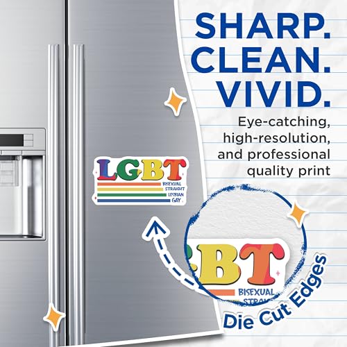 (2 Pack) LGBT Magnets - Bisexual Pride Decor - Lesbian and Gay Magnet Set - 5" On Longest Side - for Cars, Fridges, Toolboxes - Made in USA - MAG6588