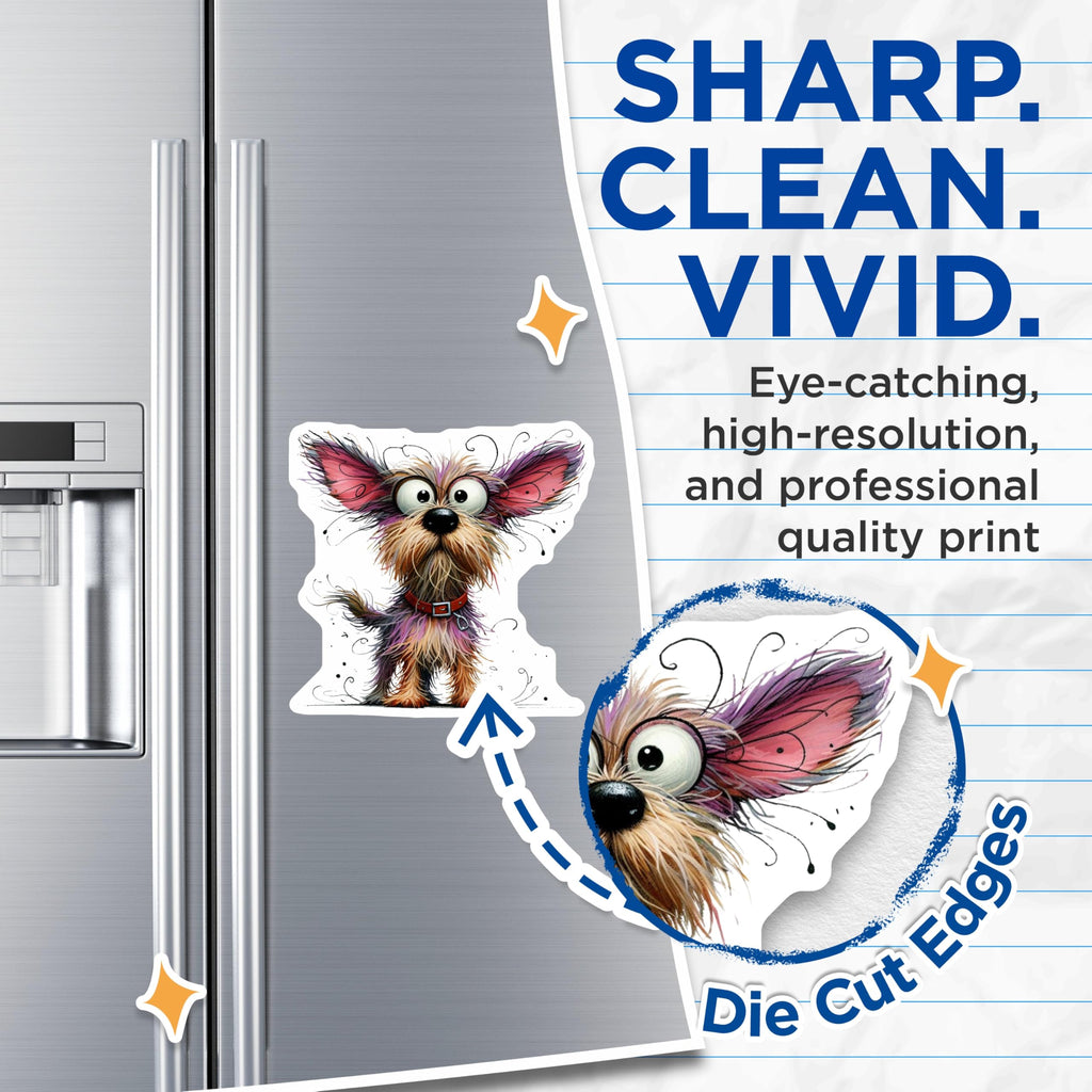 (2 Pack) Scruffy Dog Magnets - Whimsical Pet Decor - Dog Lover Kitchen Decor - Fun Refrigerator Art - Animal Lovers - 5 Inches On Longest Side - Thick Durable Magnet - Made in USA - MAG25499