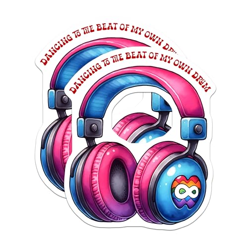 (2 Pack) Headphones Dancing to The Beat Stickers - Colorful Headphones - Music Lover - 5" On Longest Side - Sticks to Smooth Flat Surfaces - Made in USA - BMCS8131