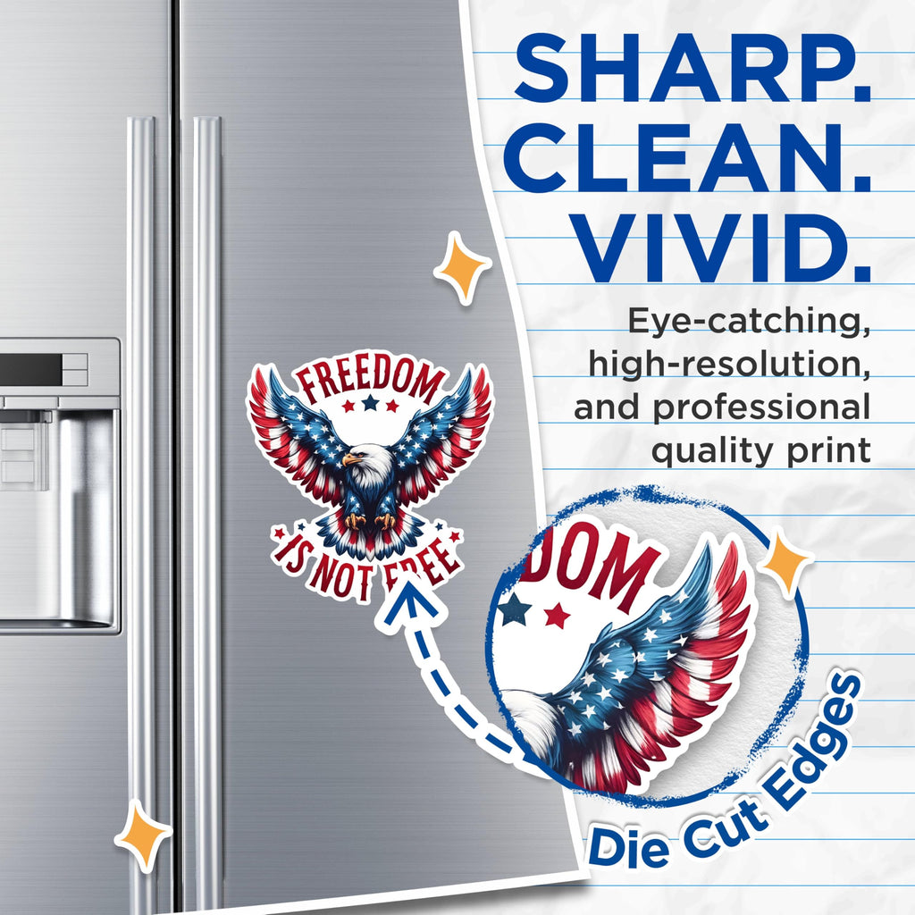 (2 Pack) Freedom is Not Free Magnets - Patriotic Eagle Magnets - American Flag Magnets - Bald Eagle Fridge Magnets- 5" On Longest Side - for Fridges, Toolboxes, Cars - Made in USA - MAG2703