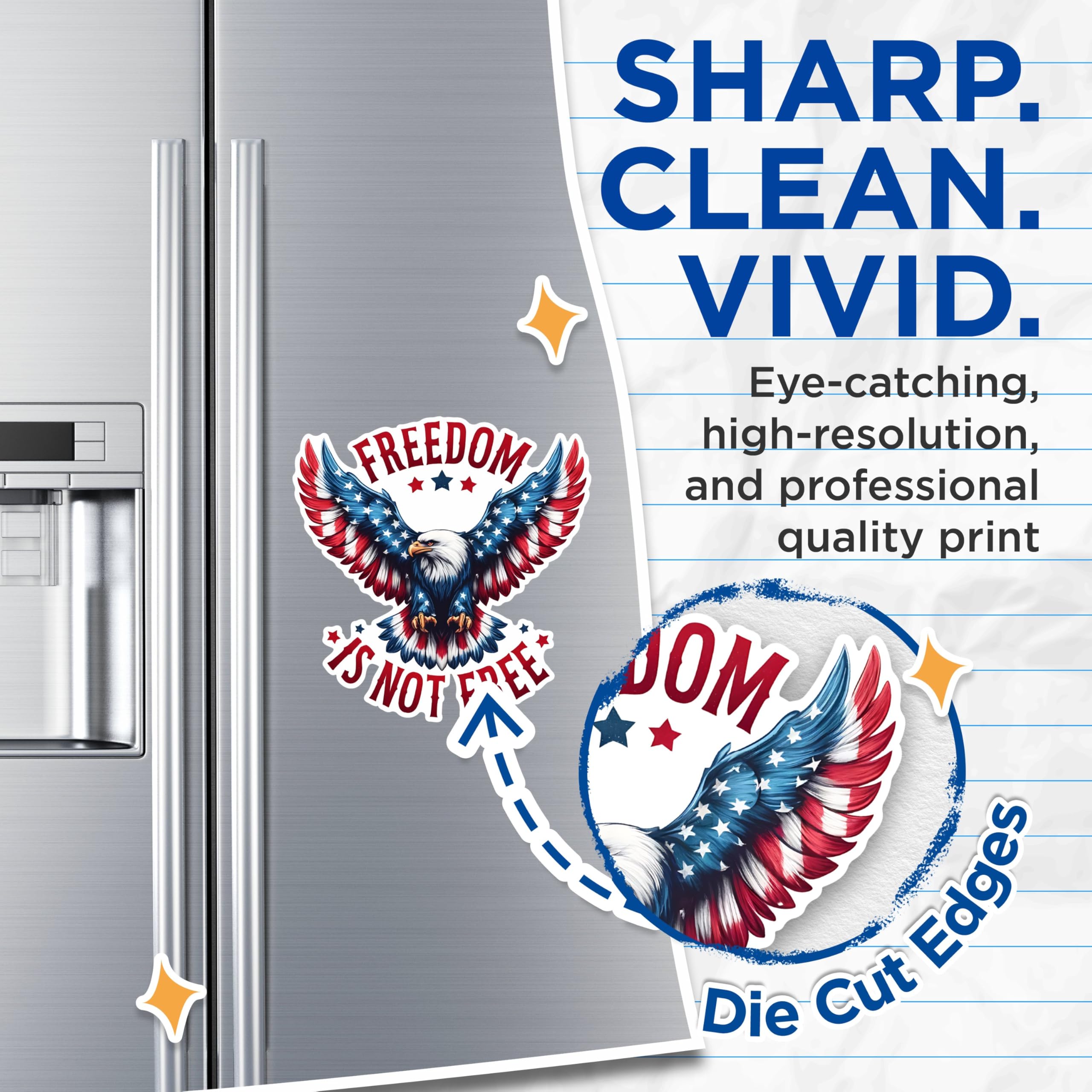 (2 Pack) Freedom is Not Free Magnets - Patriotic Eagle Magnets - American Flag Magnets - Bald Eagle Fridge Magnets- 5" On Longest Side - for Fridges, Toolboxes, Cars - Made in USA - MAG2703