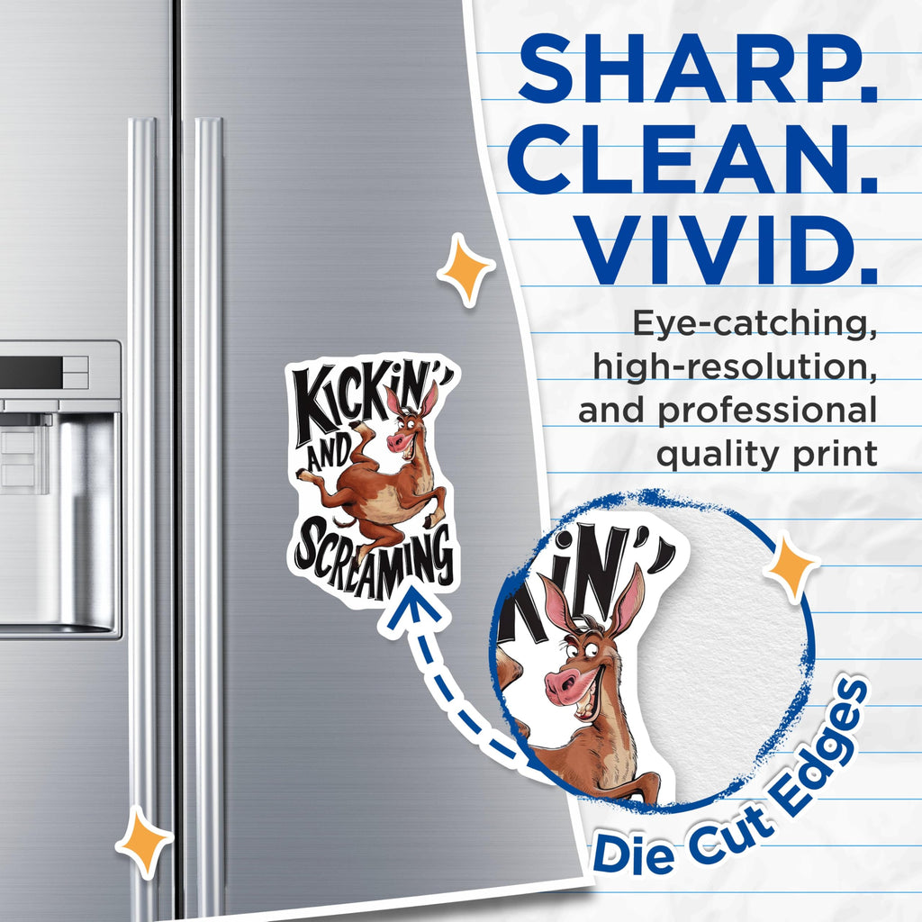 (2 Pack) Kickin and Screamin Magnets - Funny Donkey Magnets - Humorous Animal Magnets - 5" On Longest Side - for Cars, Fridges, Toolboxes - Made in USA - MAG4142
