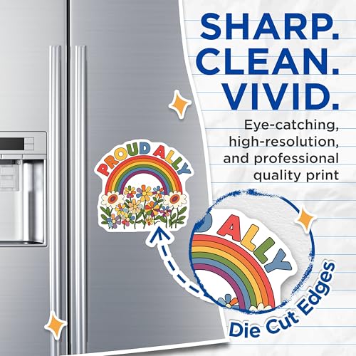 (2 Pack) Proud Ally Magnets - LGBTQ Support - Rainbow Flower Design Magnet - 5" On Longest Side - for Cars, Fridges, Toolboxes - Made in USA - MAG3894