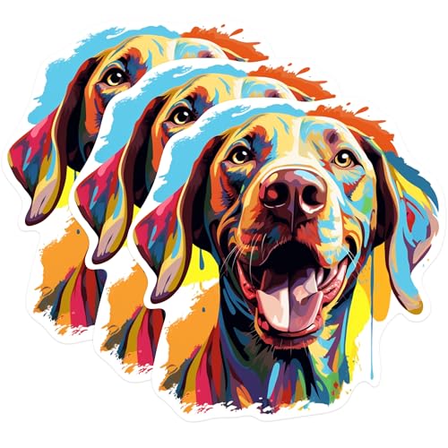 (3 Pack) Dog Decals - Colorful Vizsla Art - Laptop Decal - Car Decal - 3 Inches On Longest Side - Easy Peel & Apply - Made in USA - 3MCS0846