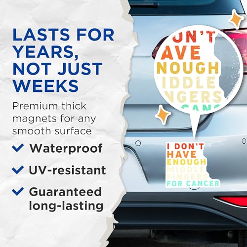 (2 Pack) I Don't Have Enough Middle Fingers for Cancer Magnets - Funny Cancer Awareness - Bold Statement Fridge Magnet - 5" On Longest Side - for Cars, Fridges, Toolboxes - Made in USA - MAG4091
