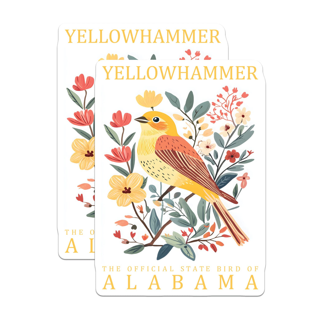 (2 Pack) Yellowhammer Magnets - Alabama State Bird - Floral Refrigerator Magnet - 5" On Longest Side - Premium Magnet - for Cars, Refrigerators, Toolboxes, Lockers - Made in USA - MAG18831