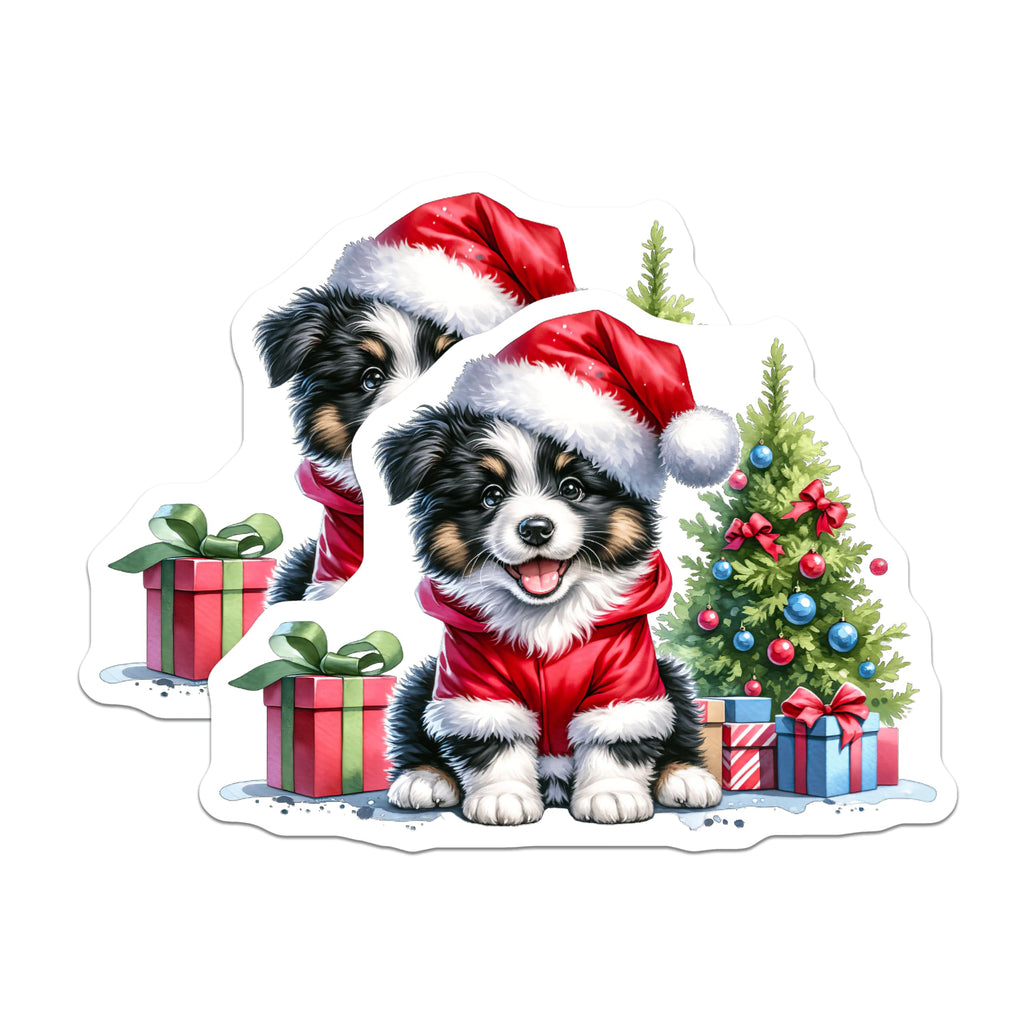 (2 Pack) Christmas Puppy Magnets - Santa Dog Holiday Decor - Cute Animal Refrigerator Accent for Pet Lovers - 5 Inches On Longest Side - Thick Durable Magnet - Made in USA - MAG28623