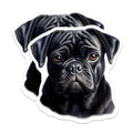 (2 Pack) Black Pug Magnets - Dog Lover Decor - Pet Animal Fridge Art - Locker Accessory - 5 Inches On Longest Side - Thick Durable Magnet - Made in USA - MAG23701