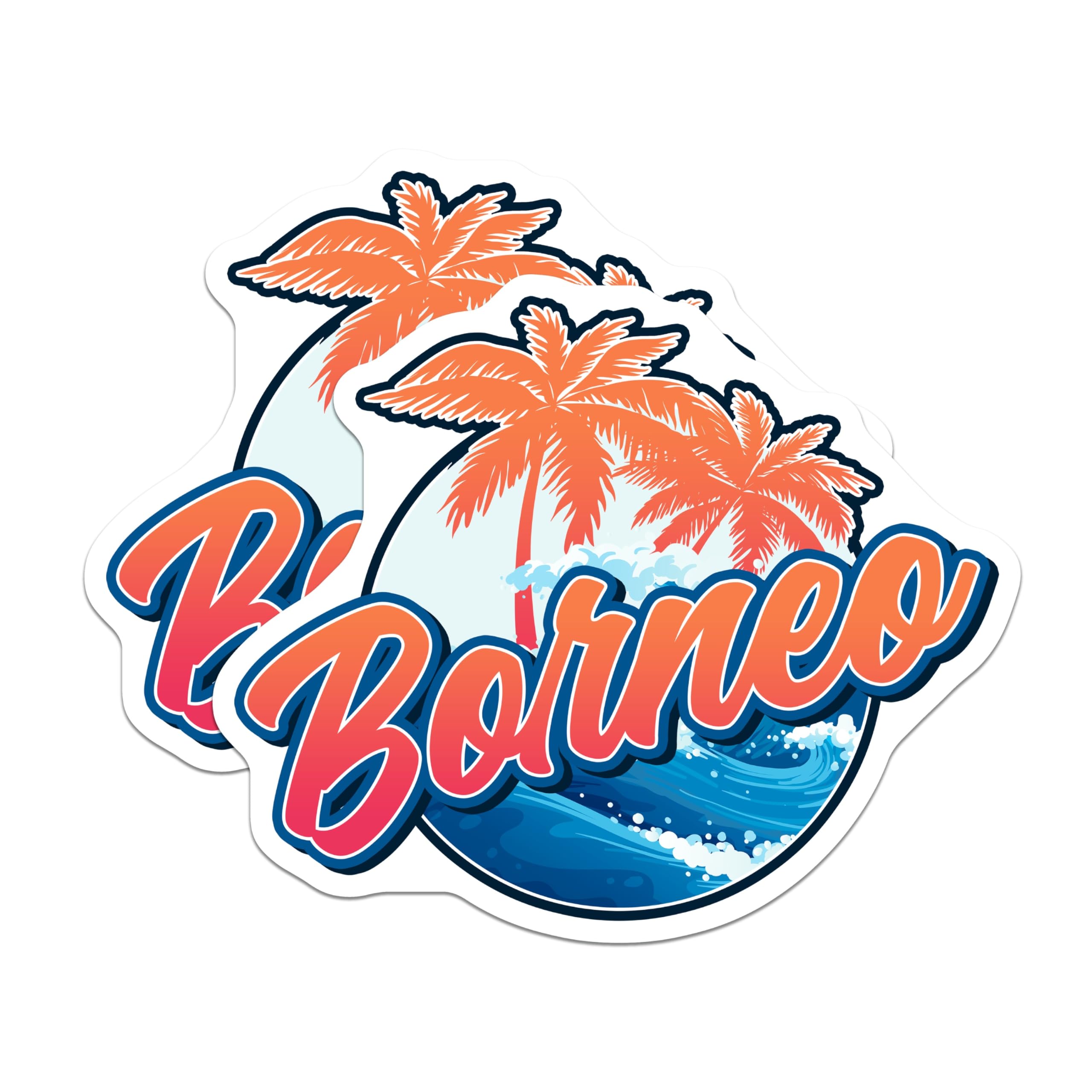 (2 Pack) Borneo Magnets - Tropical Island Decor - Travel Souvenir Fridge Magnets - 5" On Longest Side - Premium Magnet - for Cars, Refrigerators, Toolboxes, Lockers - Made in USA - MAG18959