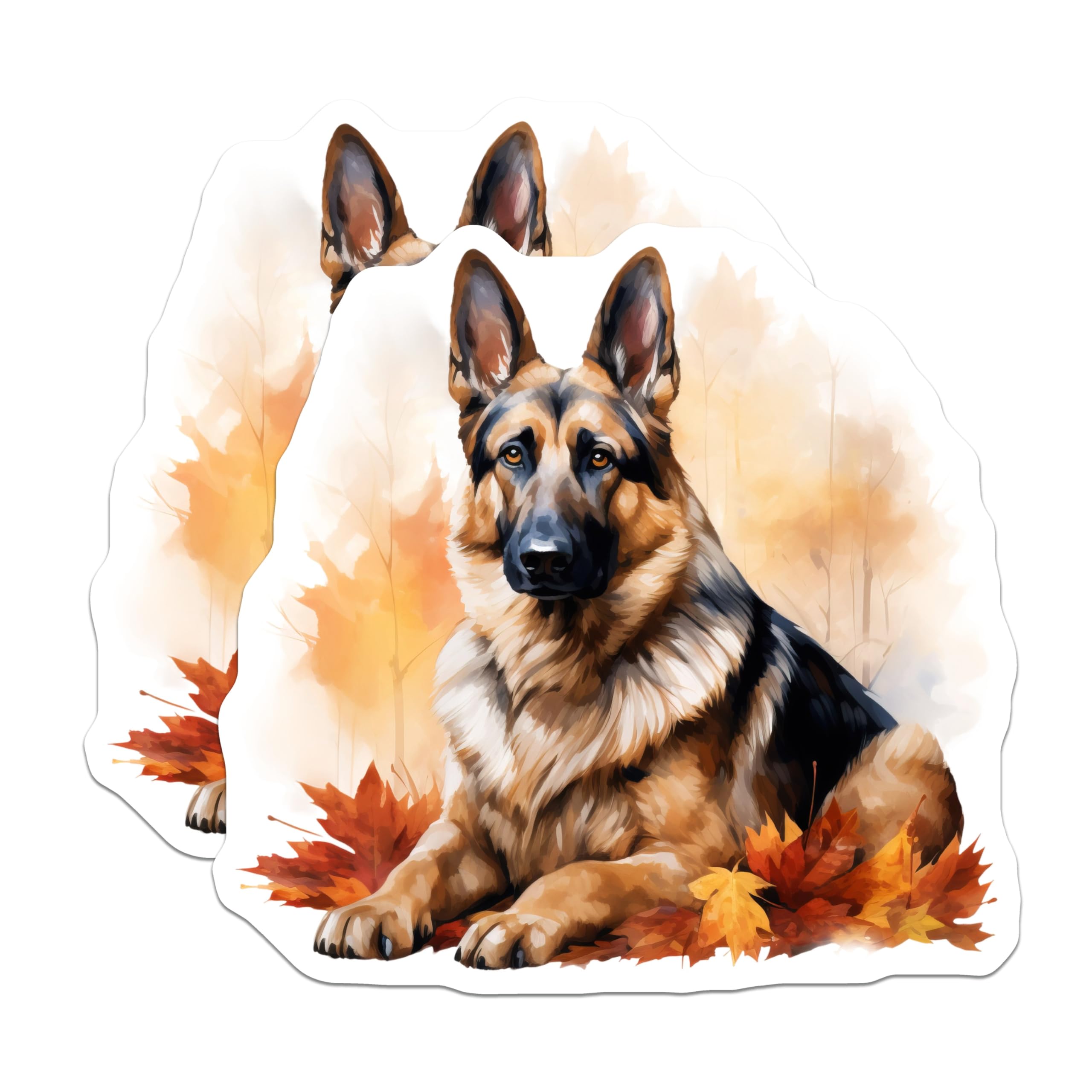 (2 Pack) German Shepherd Magnets - Autumn Dog Lover Art - Fall Decor Pet Portrait - 5 Inches On Longest Side - Thick Durable Magnet - Made in USA - MAG27415