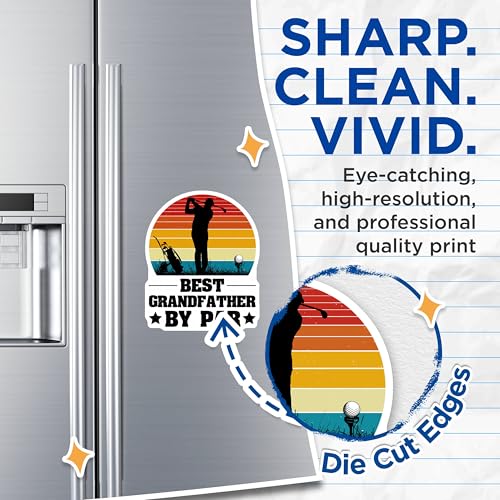 (2 Pack) Best Grandfather by Par Magnets - Golf Grandpa Magnet - Retro Golfing Fridge - 5" On Longest Side - for Cars, Fridges, Toolboxes - Made in USA - MAG3873