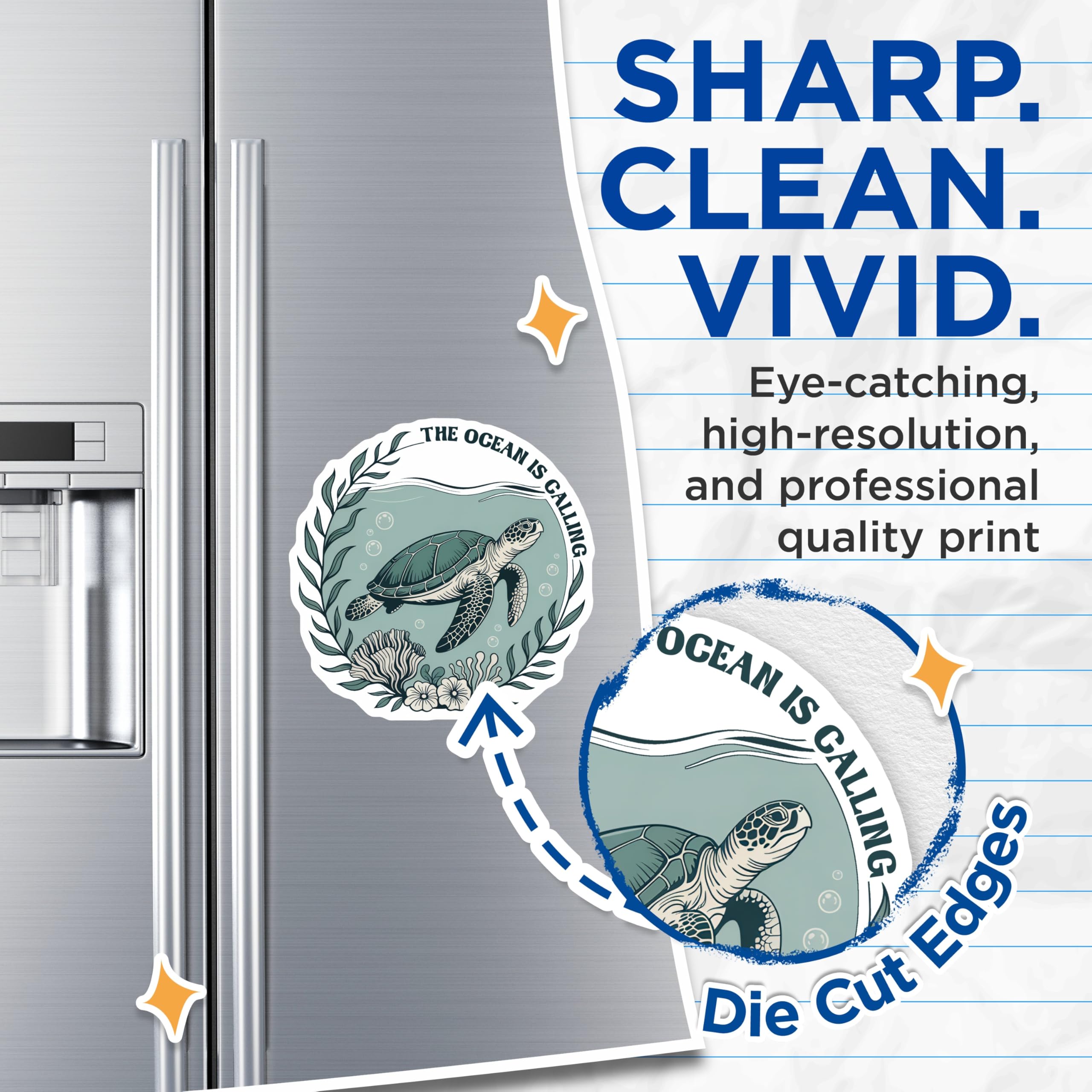 (2 Pack) Sea Turtle Magnets - Ocean Lover Decor - Nautical Refrigerator Magnets - 5" On Longest Side - Premium Magnet - for Cars, Refrigerators, Toolboxes, Lockers - Made in USA - MAG17833