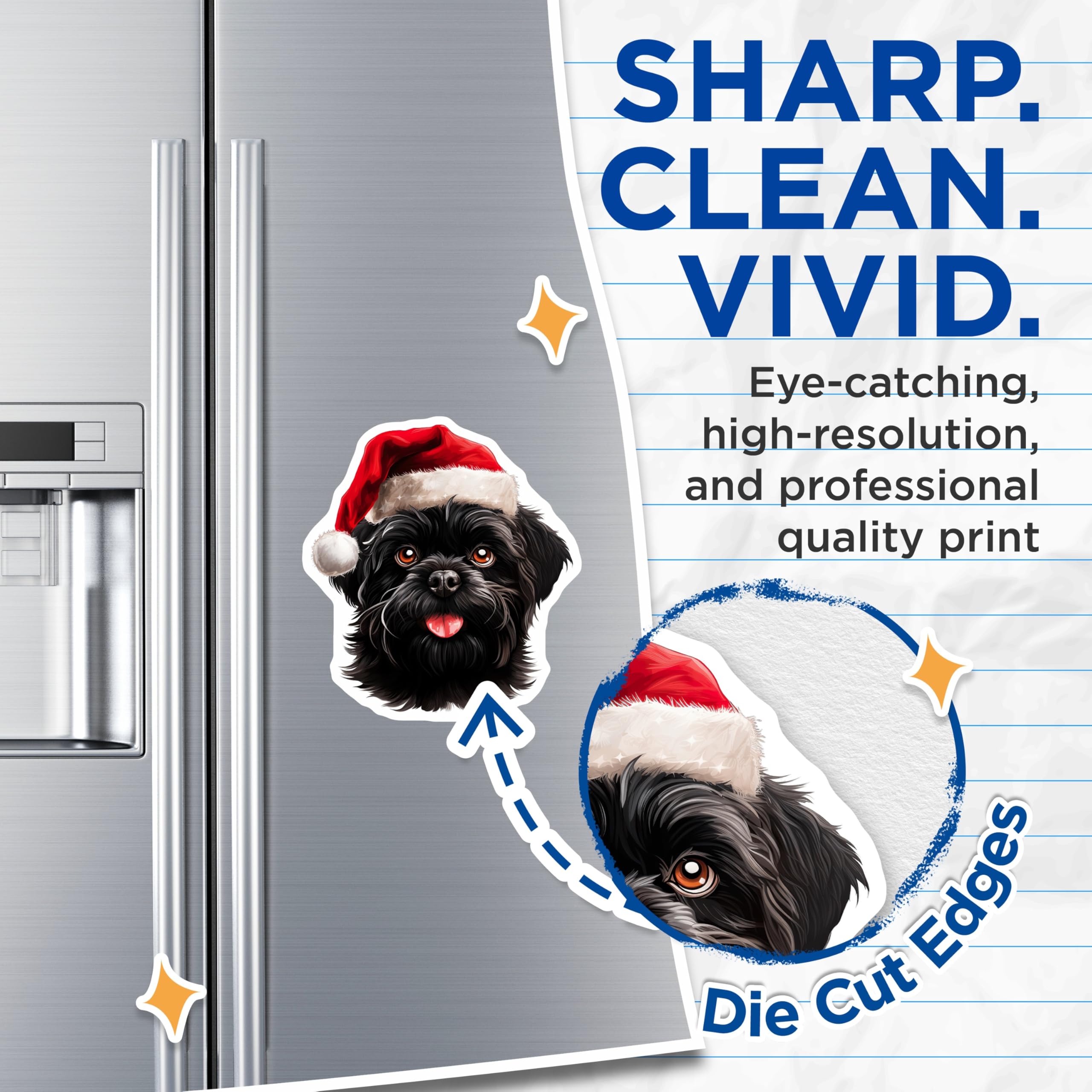 (2 Pack) Santa Dog Magnets - Christmas Brussels Griffon - Festive Pet Lover Decor - 5 Inches On Longest Side - Thick Durable Magnet - Made in USA - MAG25215