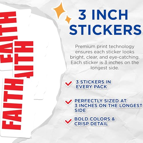 (3 Pack) Faith Decals - Inspirational Stickers - Laptop Faith Decal- 3 Inches On Longest Side - Easy Peel & Apply - Made in USA - 3MCS5193