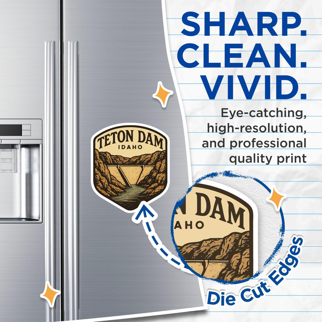 (2 Pack) Teton Dam Magnets - Idaho Travel Souvenir - Mountain Landscape Refrigerator Decor - 5 Inches On Longest Side - Thick Durable Magnet - Made in USA - MAG20081