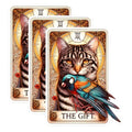 (3 Pack) Cat Bird Tarot Decals - Feline Art Stickers - Tabby Laptop Decal - 3 Inches On Longest Side - Easy Peel & Apply - Made in USA - 3MCS0279
