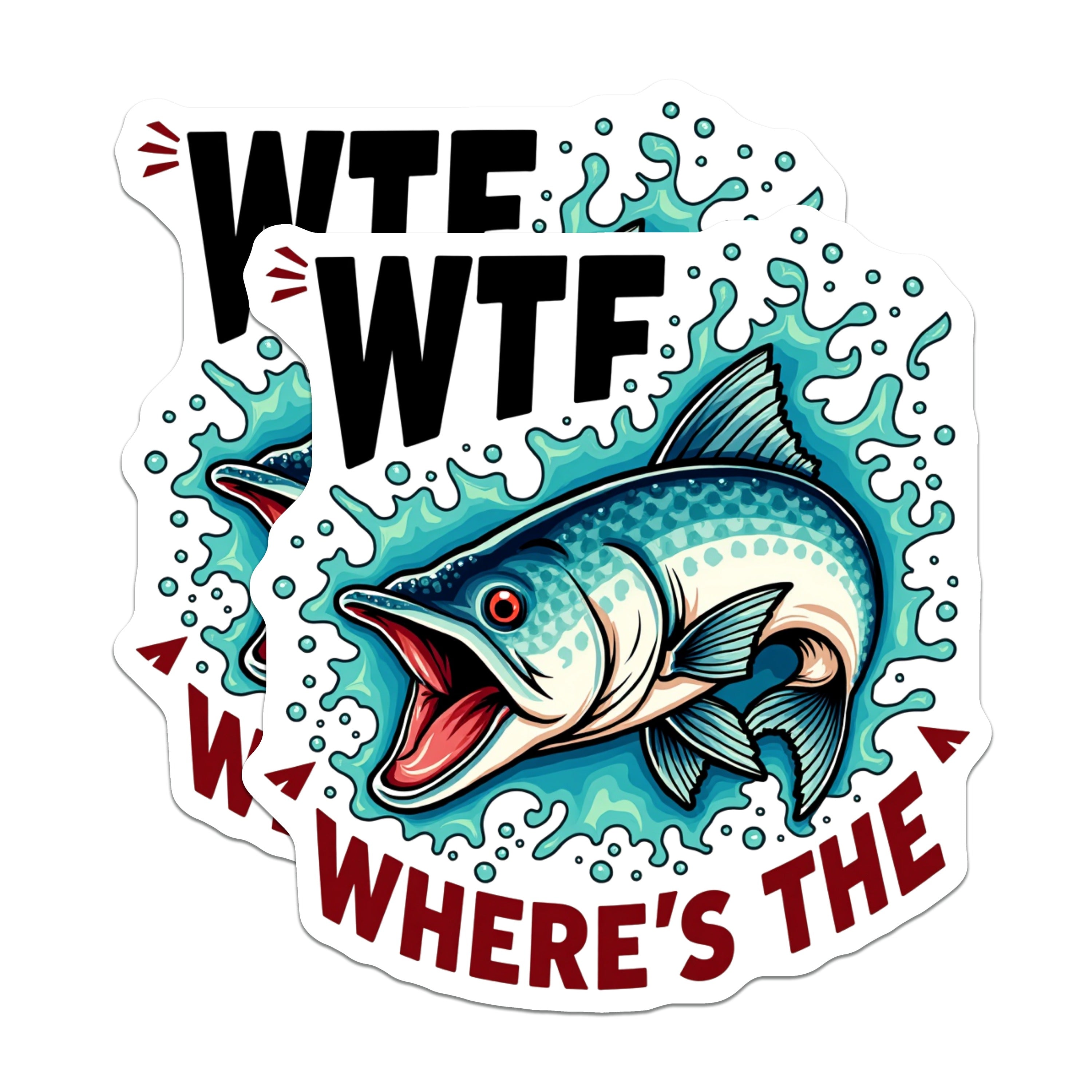 (2 Pack) WTF Where's The Fish Magnets - Funny Fishing Humor - Angler Refrigerator Locker Decor - 5 Inches On Longest Side - Thick Durable Magnet - Made in USA - MAG37039