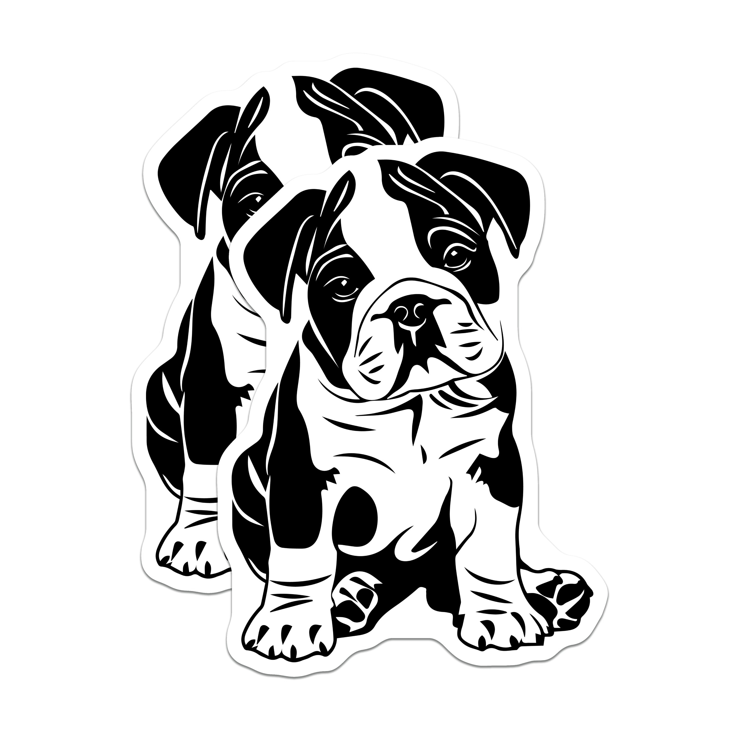 (2 Pack) Bulldog Puppy Magnets - Dog Breed Decor - Cute Pet Lover - Animal Art - Refrigerator Accent - 5 Inches On Longest Side - Thick Durable Magnet - Made in USA - MAG36656
