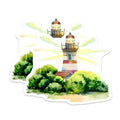 (2 Pack) Lighthouse Magnets - Watercolor Seascape Art - Coastal Home Decor - 5 Inches On Longest Side - Thick Durable Magnet - Made in USA - MAG19581