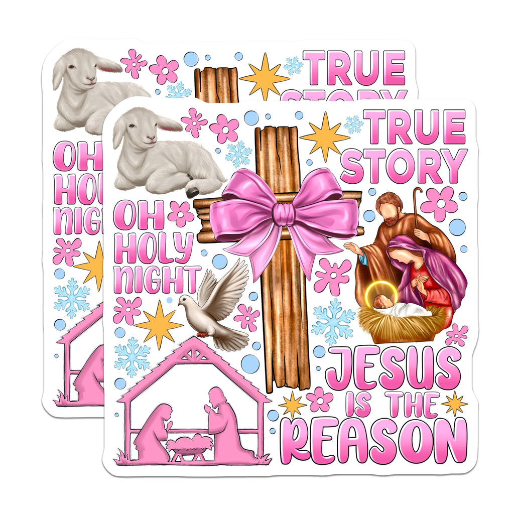 (2 Pack) Jesus is the Reason Magnets - Nativity Scene Christmas Decor - Christian Faith Holiday Fridge Magnets - 5 Inches On Longest Side - Thick Durable Magnet - Made in USA - MAG28422