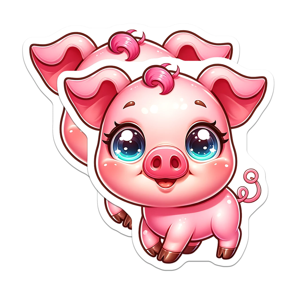 (2 Pack) Cute Baby Pig Magnets - Kawaii Farm Animal - Refrigerator Locker Office Decor - 5 Inches On Longest Side - Thick Durable Magnet - Made in USA - MAG36645